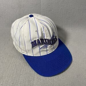 Vintage Starter Seattle Mariners Pinstripe Baseball Hat Cap Adjustable USA Made